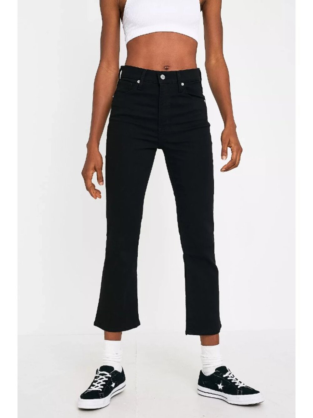 NWT Levi's Mile High Cropped Flare in Black Stretch Jeans 6 / 28